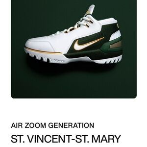 Nike Air Zoom Lebron James St Vincent-Mary White & Green shoes NWT size 10.5